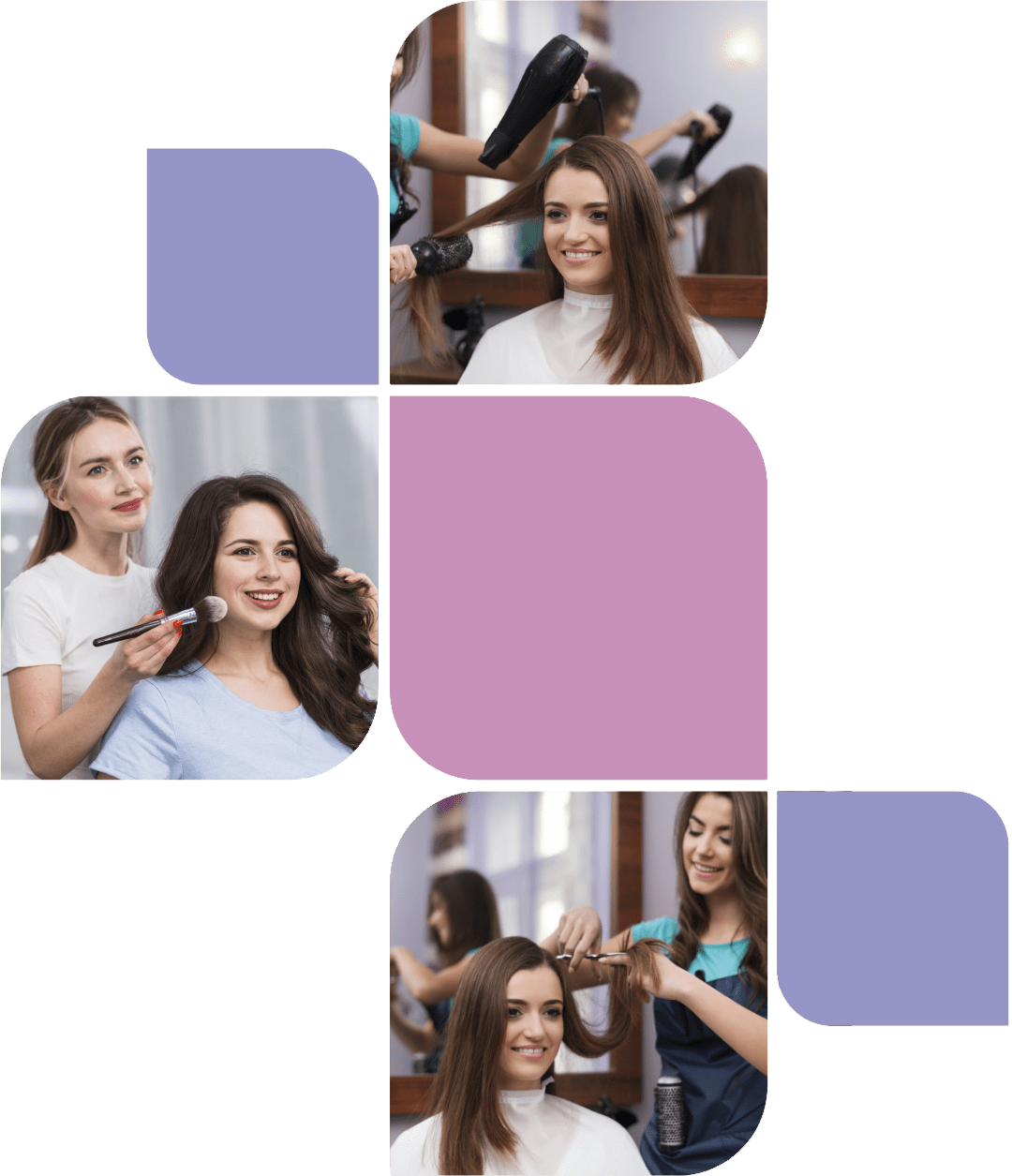 A collage displaying random salon services